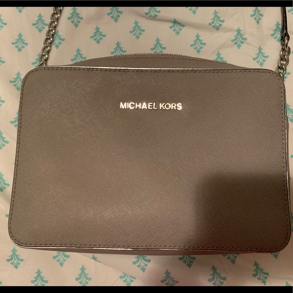 Michael Kors silver (gray) used crossbody purse